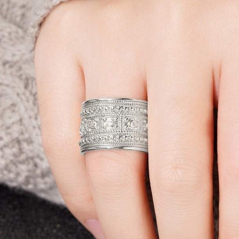 Elegant Silver-Tone ring R257 - Picture 3 of 3
